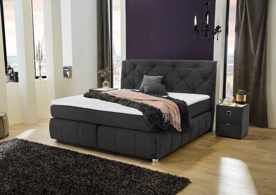 Jockenhöfer Gruppe Boxspring Bella te bestellen in 140 & 18 cm breedte met topmatras van koudschuim en rookglas-stenen