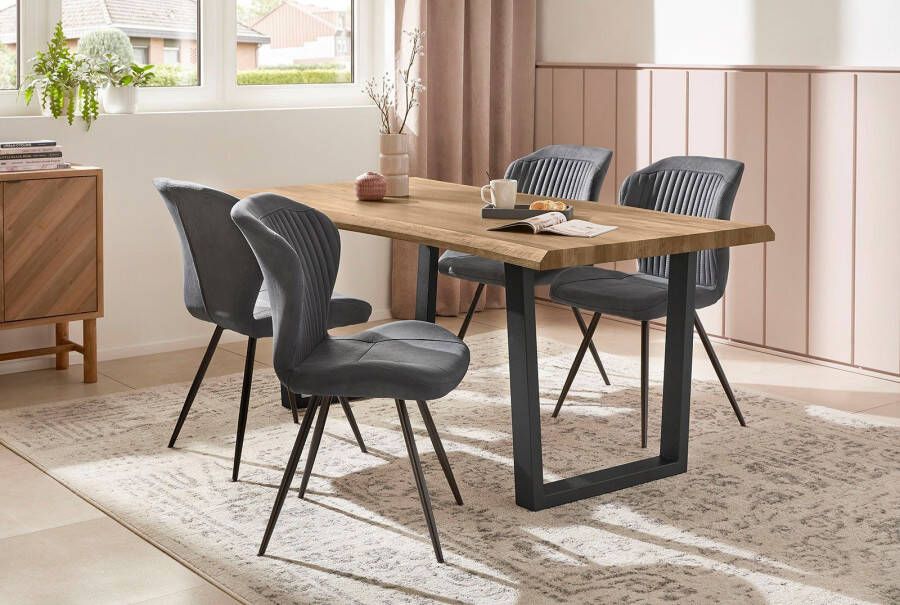 Jockenhöfer Gruppe Eettafel Margot 180 x 90 cm gebogen boomstam look en zwart onderstel