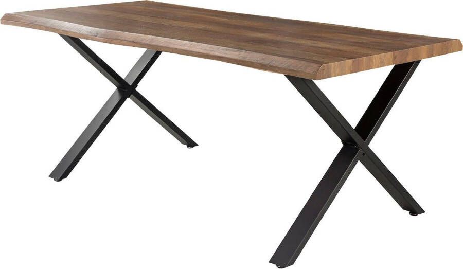 Jockenhöfer Gruppe Eettafel Marita 180 x 100 cm gebogen boomstam look en zwart onderstel