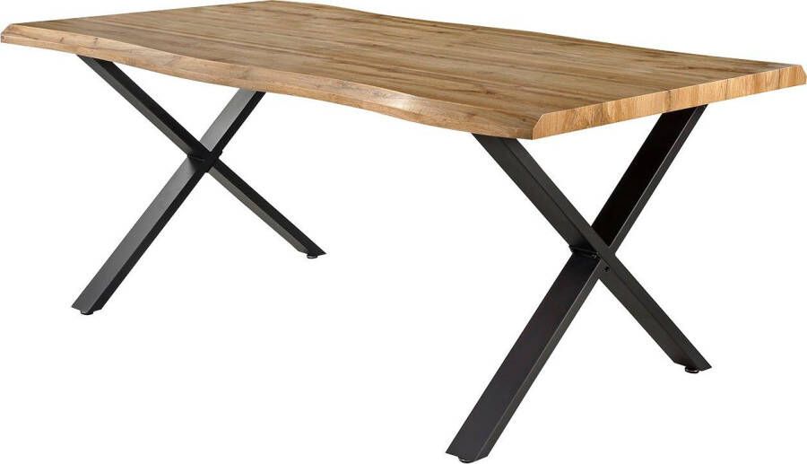 Jockenhöfer Gruppe Eettafel Marita 180 x 100 cm gebogen boomstam look en zwart onderstel