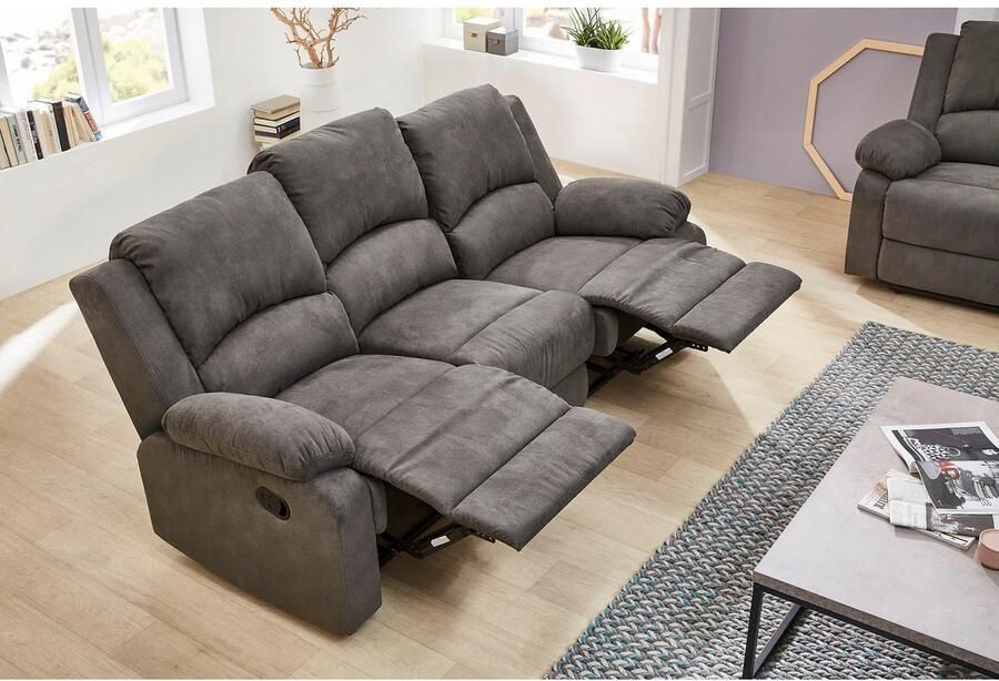 Jockenhöfer Gruppe 3-zitsbank Dakota Ligfunctie met halfautomatische relaxfunctie TFK bekleding