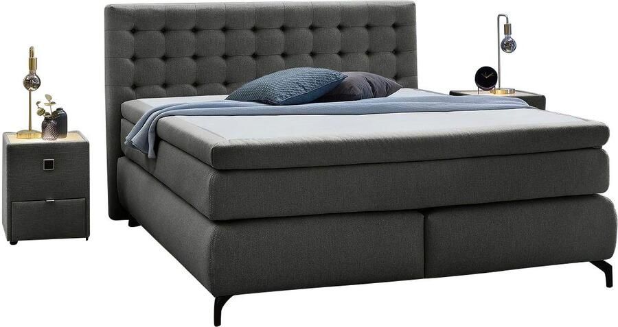 Jockenhöfer Gruppe Boxspring Jessica inclusief 9cm koudschuim topper en 7-zones ttfk-matras (h3 h4 of h4) ligvlak 180x200cm