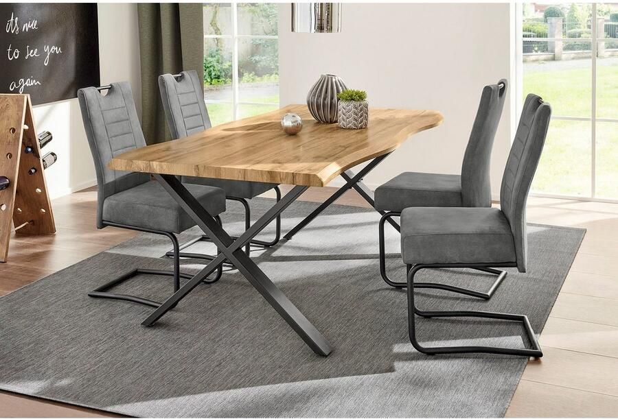 Jockenhöfer Gruppe Eettafel Marita 180 x 100 cm gebogen boomstam look en zwart onderstel
