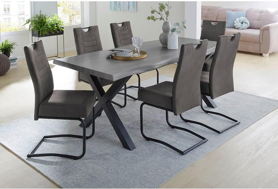 Jockenhöfer Gruppe Eettafel Marlon gebogen boomstam look en zwart onderstel