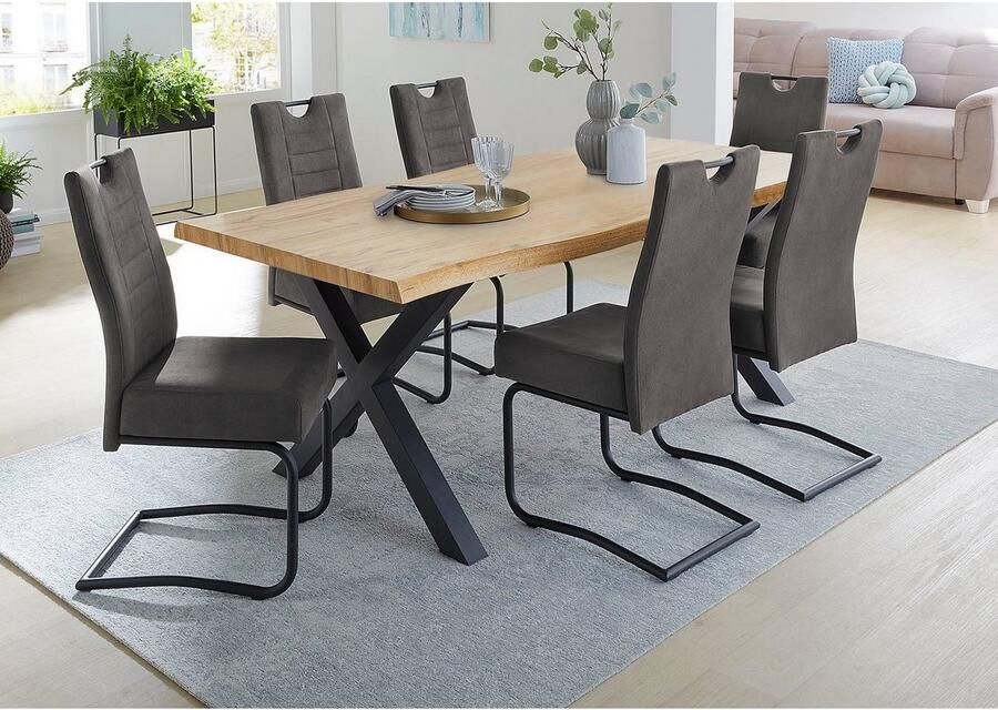 Jockenhöfer Gruppe Eettafel Marlon gebogen boomstam look en zwart onderstel