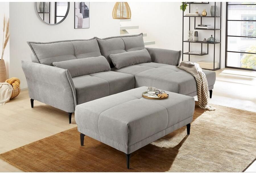 Jockenhöfer Gruppe Hocker Tropea met golfvering trendy overtrekstof van fijncord