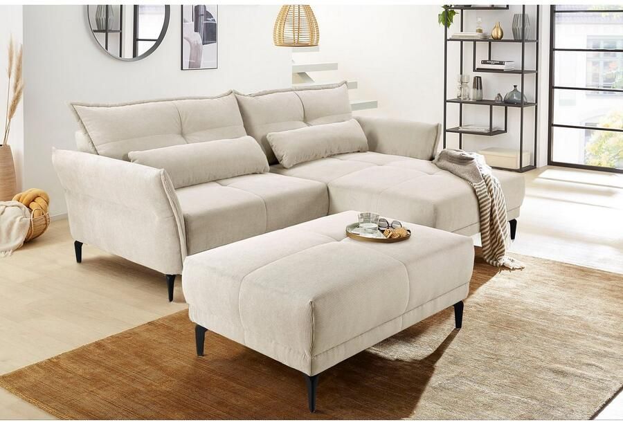 Jockenhöfer Gruppe Hocker Tropea met golfvering trendy overtrekstof van fijncord