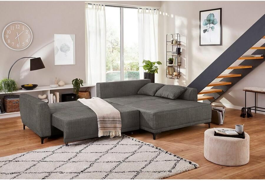 Jockenhöfer Gruppe Hoekbank Aviano L-vorm inclusief praktische slaapfunctie opbergvak bedlade golfvering