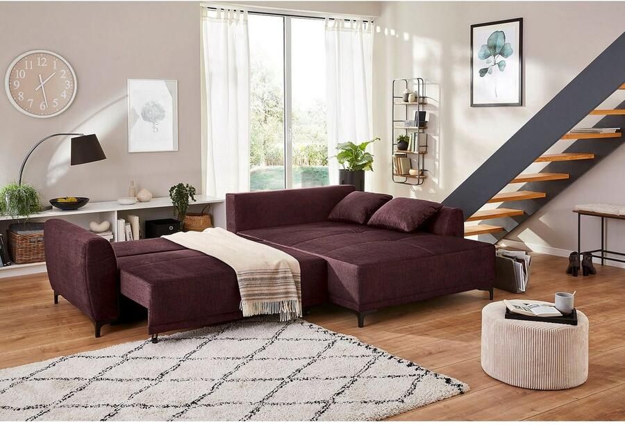 Jockenhöfer Gruppe Hoekbank Aviano L-vorm inclusief praktische slaapfunctie opbergvak bedlade golfvering