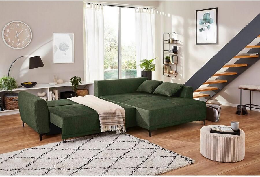 Jockenhöfer Gruppe Hoekbank Aviano L-vorm inclusief praktische slaapfunctie opbergvak bedlade golfvering