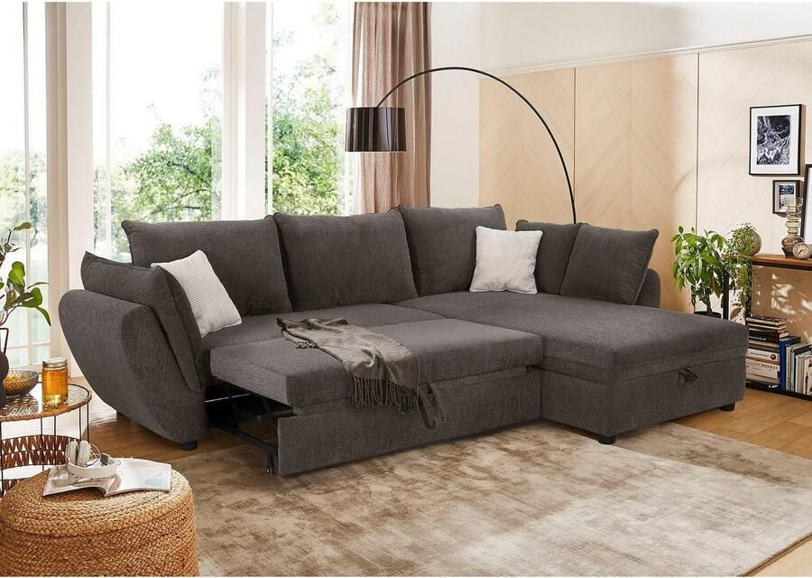 Jockenhöfer Gruppe Hoekbank Jerez L-vorm met bed- en relaxfunctie opbergvak bedlade golfvering ottomane