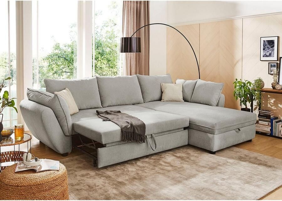 Jockenhöfer Gruppe Hoekbank Jerez L-vorm met bed- en relaxfunctie opbergvak bedlade golfvering ottomane