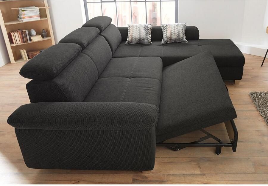 Jockenhöfer Gruppe Hoekbank Landshut L-vorm inclusief slaapfunctie verstelbare hoofdsteun resp. rugleuning