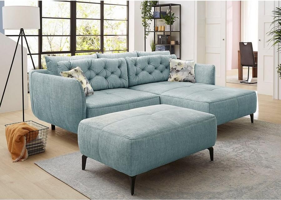 Jockenhöfer Gruppe Hoekbank Salo L-vorm in retro-look met golfvering en vrij plaatsbaar