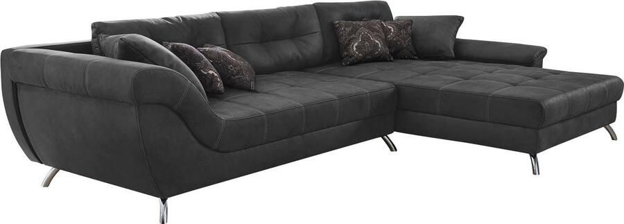 Jockenhöfer Gruppe Hoekbank San Francisco L-vorm met ingewerkte koudschuimmat en stiksels inclusief kussen