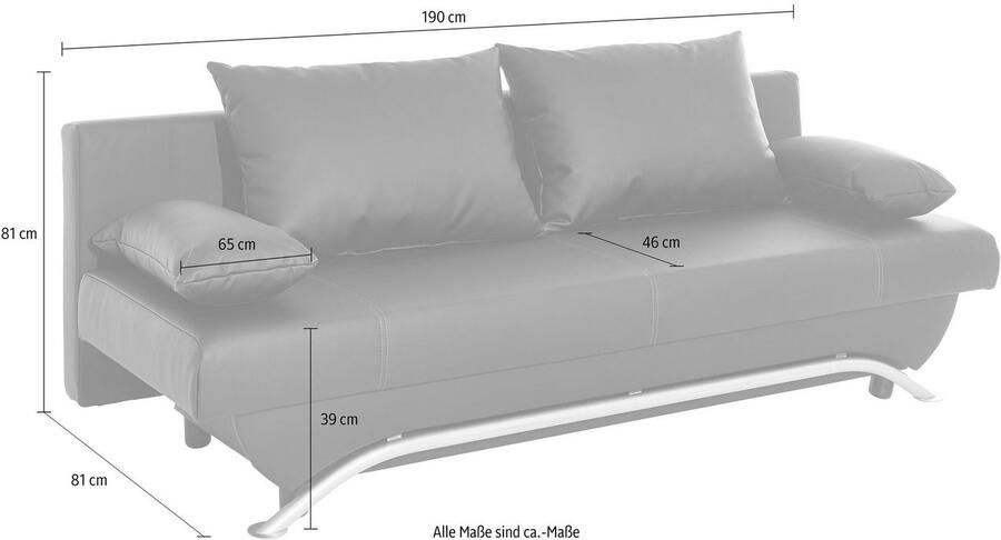 Jockenhöfer Gruppe Slaapbank Nancy met slaapfunctie en bedkist inclusief losse rugkussens