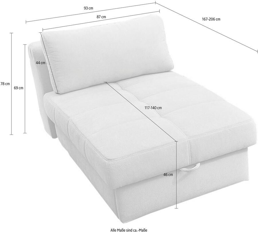 Jockenhöfer Gruppe Slaapbank ROBIN Slaapfunctie en bedkist met binnenvering en losse rugkussen