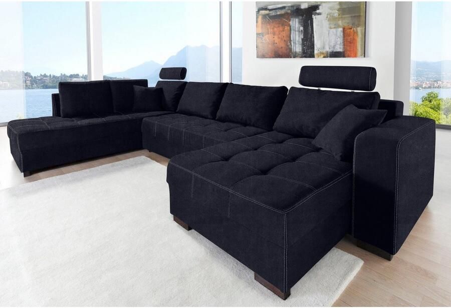 Jockenhöfer Gruppe Zithoek Antego U-vorm inclusief slaapfunctie bedkist en hoofdsteun