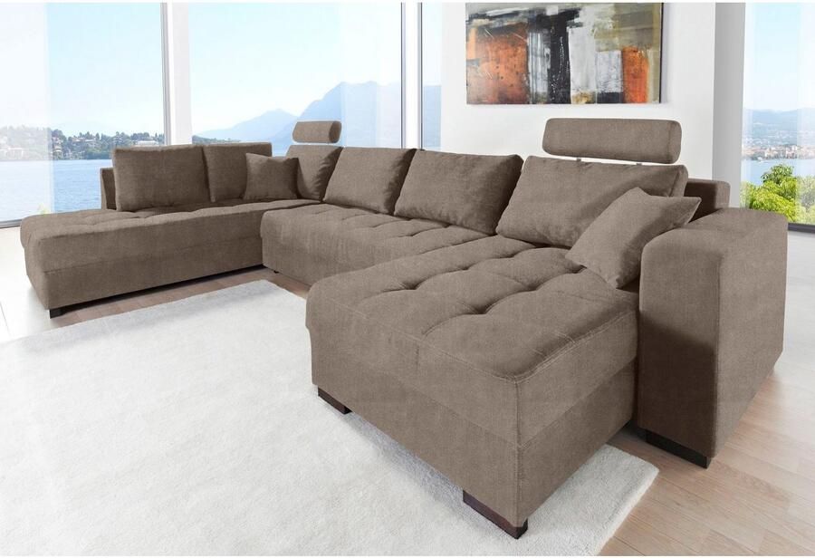 Jockenhöfer Gruppe Zithoek Antego U-vorm inclusief slaapfunctie bedkist en hoofdsteun