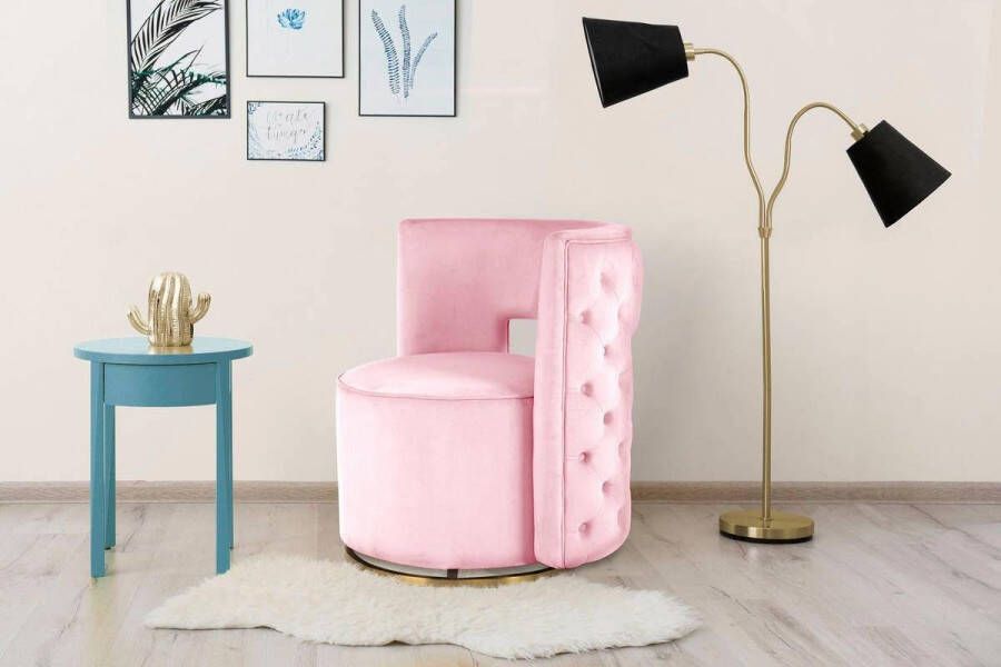 Kayoom Fauteuil Beverly 125 rond glamoureus doorgestikt