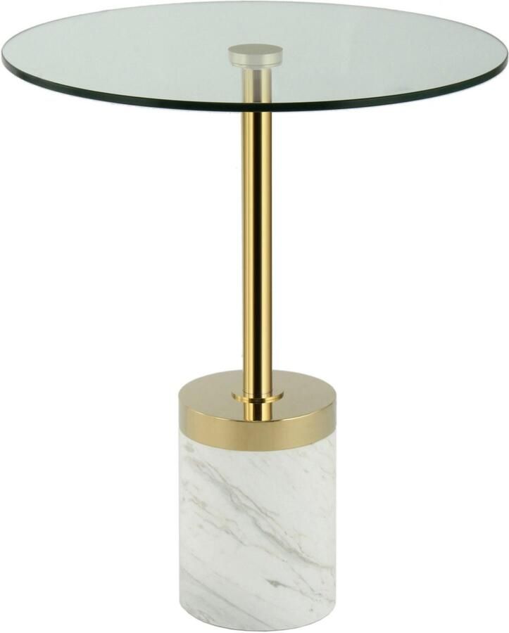 Kayoom Bijzettafel Lana 125 robuust glasblad basis in marmerlook robust onderhoudsvriendelijk van hoge kwaliteit geschikt voor buiten en binnen (1 stuk)