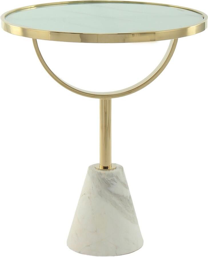 Kayoom Bijzettafel Oscar 125 luxe gemarmerde glasplaat opvallend frame stabiele marmeren voet gemarmerde glazen plaat (1 stuk)