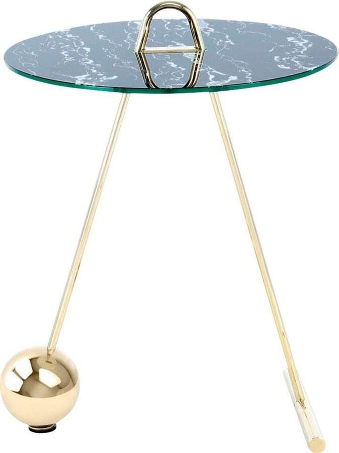 Kayoom Bijzettafel Pendulum 525 met ronde tafelblad Marmerlook frame in pendule design praktisch draagbaar (1 stuk)