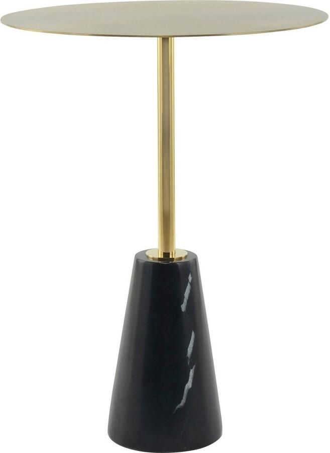 Kayoom Bijzettafel Rocio 325 uitgerust met stevige marmeren voet RVS frame Stabiele marmeren voet ronde legplank en frame van edelstaal (1 stuk)