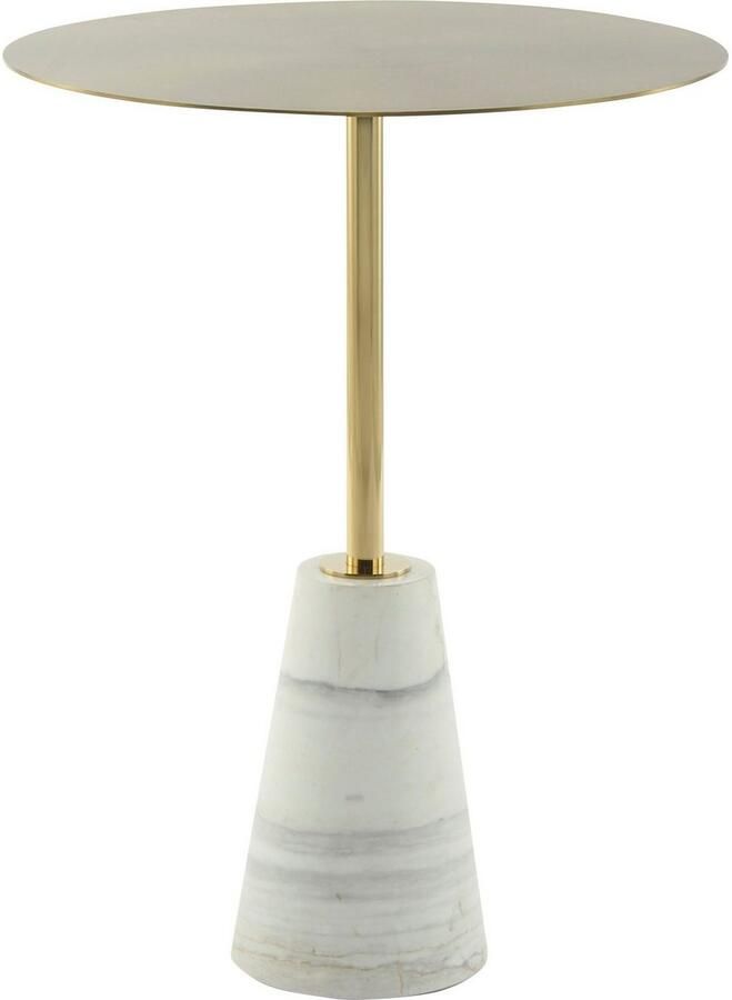 Kayoom Bijzettafel Rocio 325 uitgerust met stevige marmeren voet RVS frame Stabiele marmeren voet ronde legplank en frame van edelstaal (1 stuk)