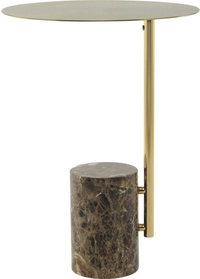 Kayoom Bijzettafel Rocio opvallend design stabiele marmeren sokkel opvallend frame stabiele marmeren voet gemarmerde glazen plaat (1 stuk)