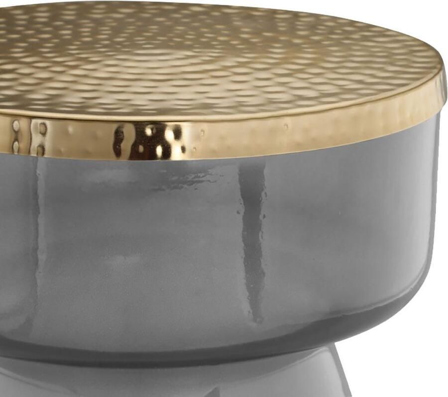 Kayoom Bijzettafel Roman 125 mondgeblazen glazen lichaam mondgeblazen glazen lichaam retro-design goudkleurige metalen tafelblad (1 stuk)