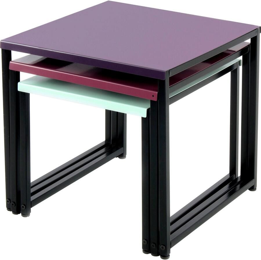 Kayoom Bijzettafel South 110 3-delige set tafelset in modern ontwerp Ruimtebesparende bijzettafels in bonte kleuren onderhoudsvriendelijk (set 3 stuks)