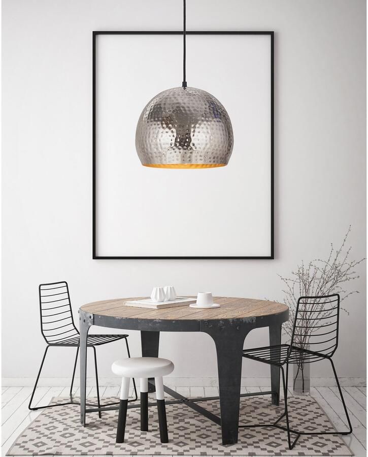 Kayoom Hanglamp Fabricia Metalen hanglamp in industriële stijl handgemaakt in klokvorm (1 stuk)