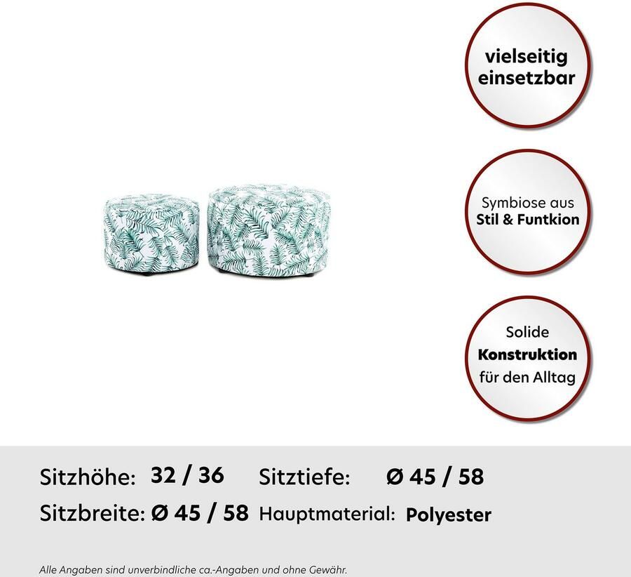 Kayoom Hocker Indira 2-delige set hocker-set in mooie stijl Scandinavisch ontwerp (set 2 stuks)