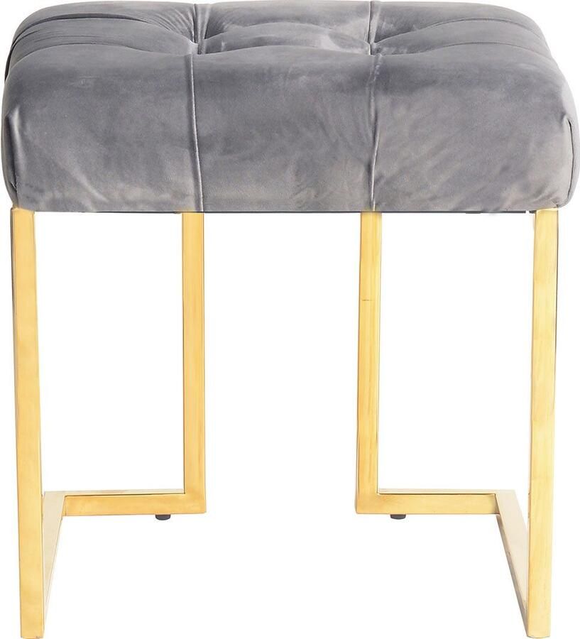 Kayoom Hocker Kruk Rarity 125 elegante uitstraling door goudkleurige frame hoekig fluweelzacht doorgestikt met sierknopen edelstalen frame (1 stuk)