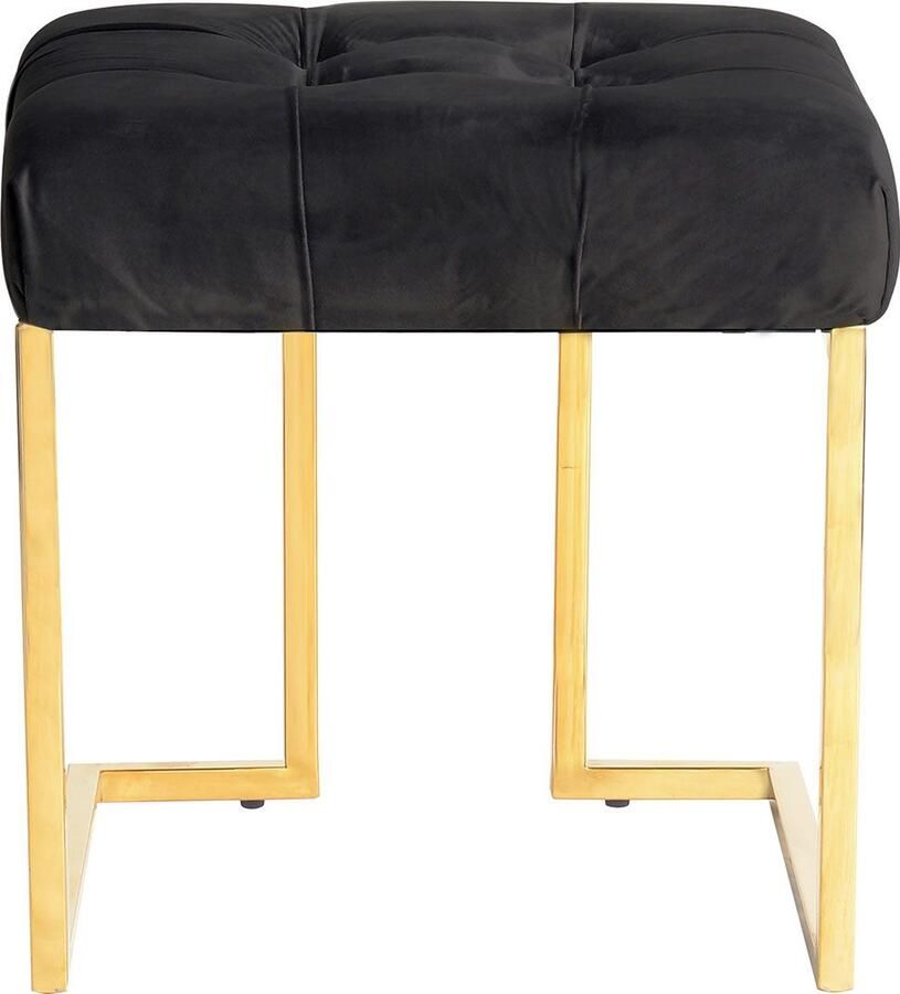 Kayoom Hocker Kruk Rarity 125 elegante uitstraling door goudkleurige frame hoekig fluweelzacht doorgestikt met sierknopen edelstalen frame (1 stuk)