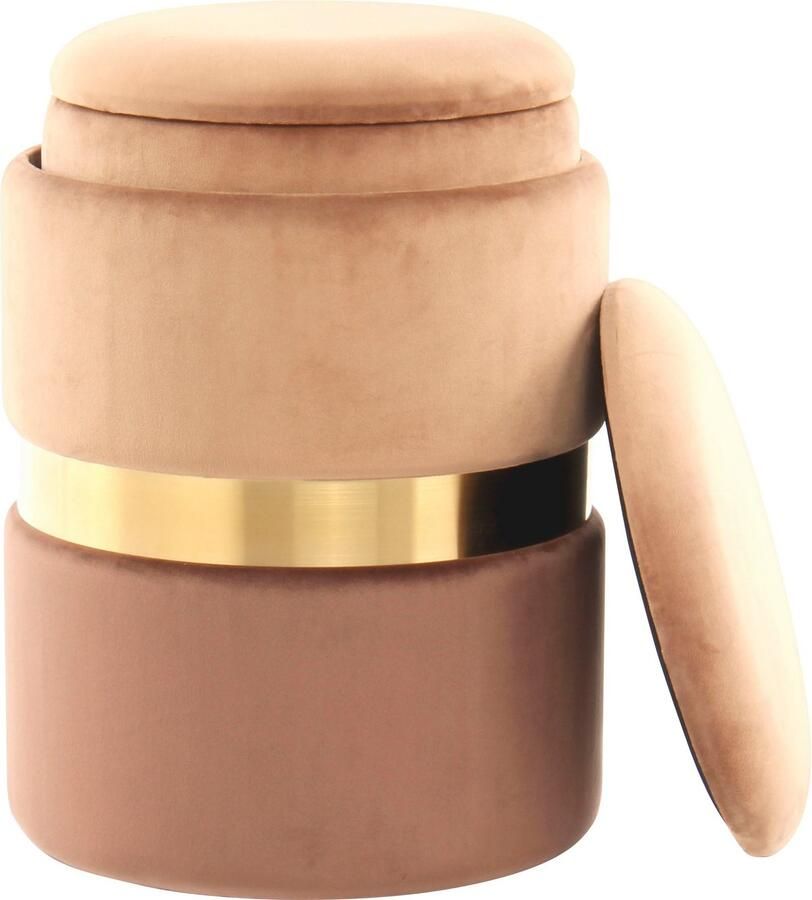 Kayoom Hocker met bergruimte Kruk Zora 125 2-delige set fluweelzachte stof bekleding ronde elegante vorm (set 2 stuks)