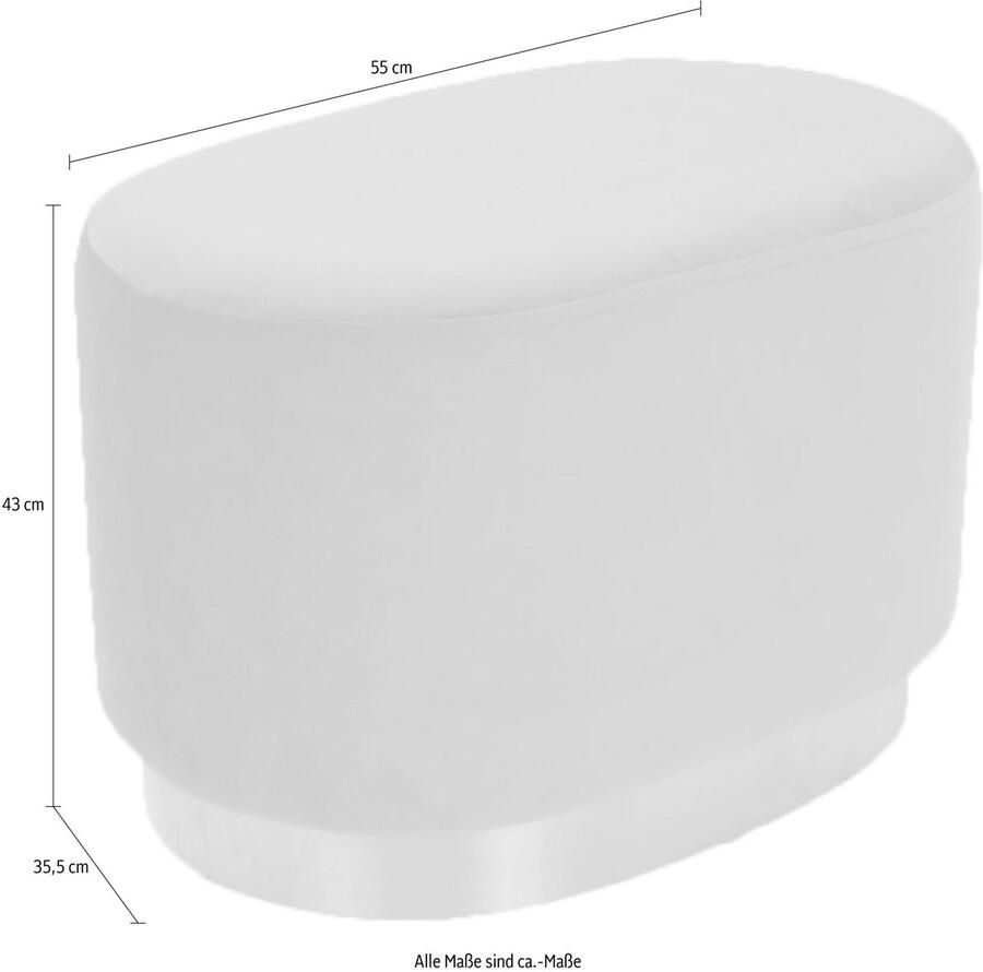 Kayoom Hocker Nano 410 kruk in stijlvol design ovale vorm met voet van metaal Goudkleurige accenten comfortabel modern met onderhoudsvriendelijke stofbekleding (1 stuk)