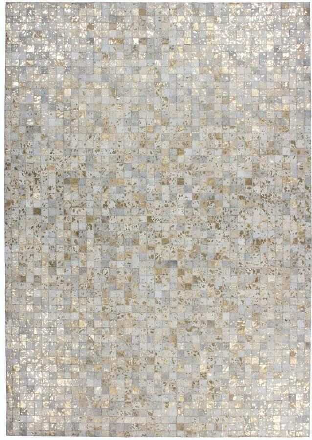 Kayoom Leren vloerkleed Rocket 110 vacht tapijt Patchwork echt leer individuele unieke stukken metallic applicaties