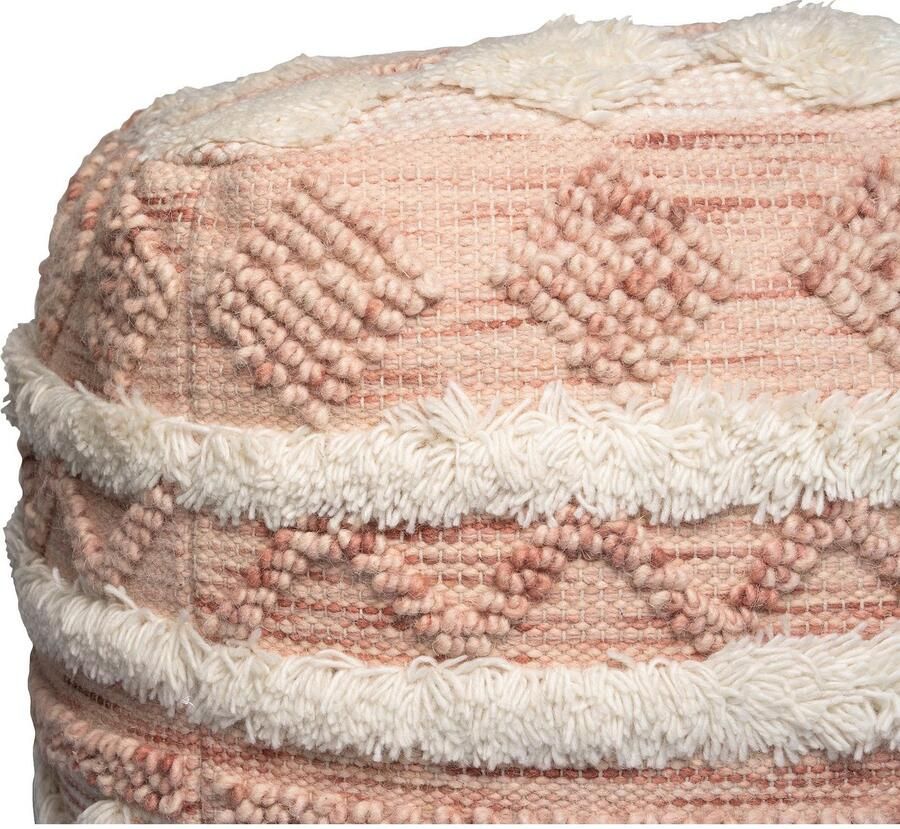 Kayoom Poef Bohist 225 50cm x 50cm Structuren met franjes en kwasten handgemaakt uniek zeer goed te combineren veelzijdig in gebruik (1 stuk)