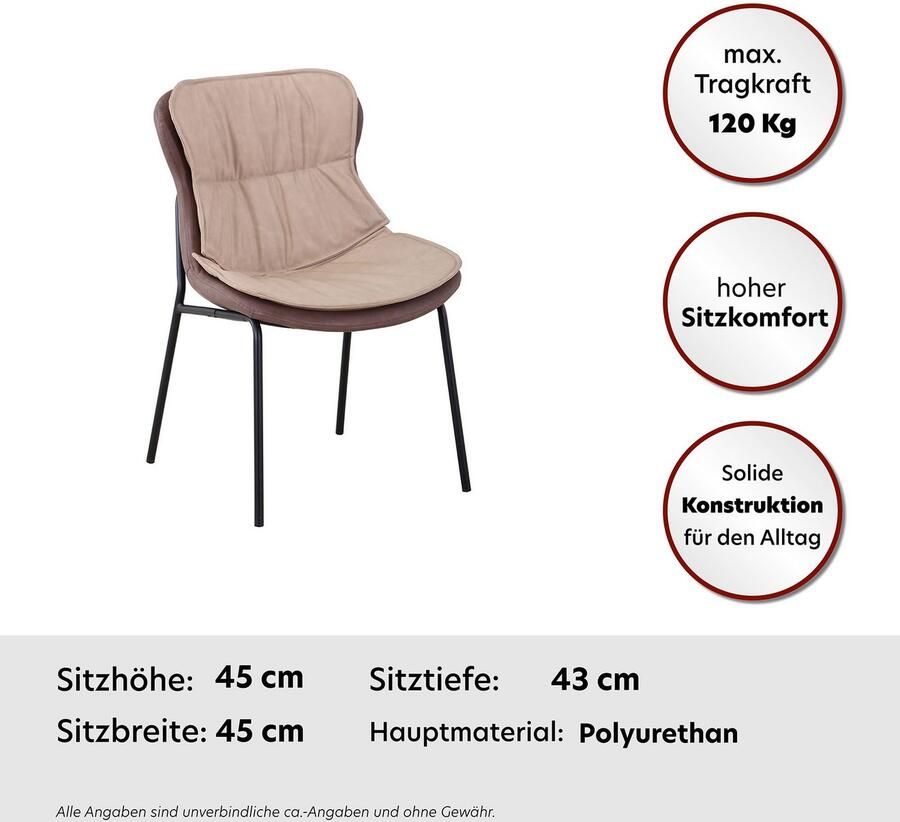 Kayoom Stoel Brady 225 onderhoudsvriendelijk comfortabel aangename zitting met trendy siersteken (1 stuk)