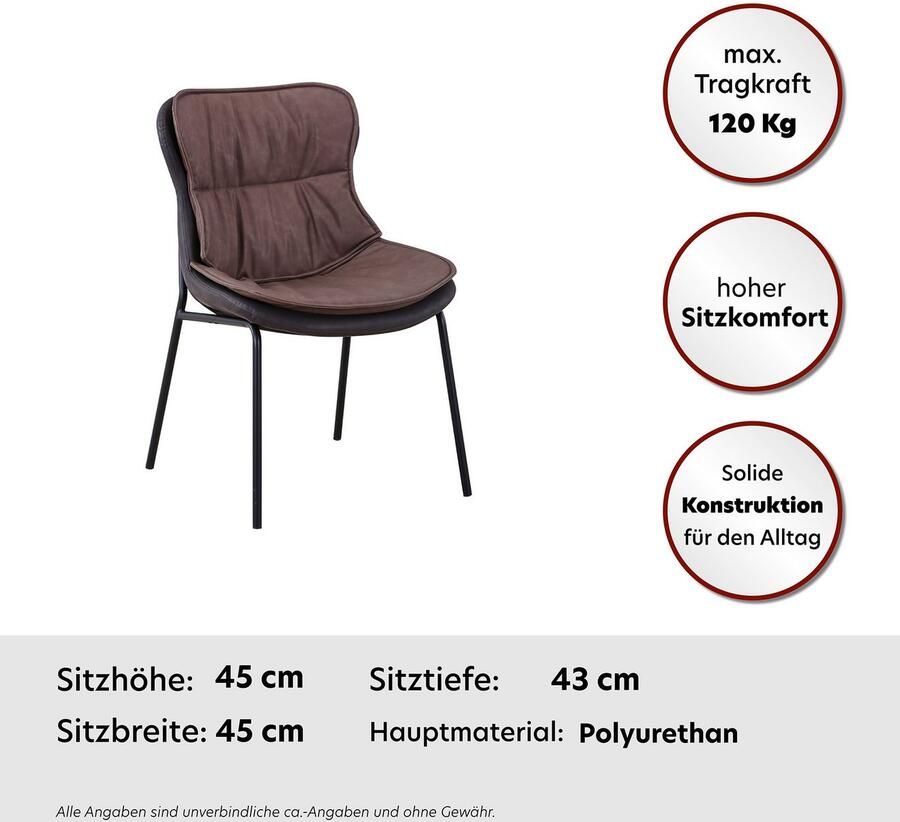 Kayoom Stoel Brady 225 onderhoudsvriendelijk comfortabel aangename zitting met trendy siersteken (1 stuk)