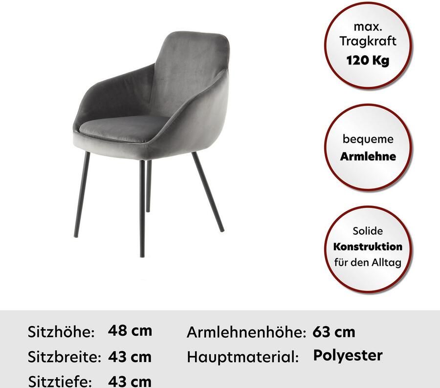 Kayoom Stoel Cobain 825 2-delige set eentonig ontwerp minimalistisch ontworpen (set 2 stuks)