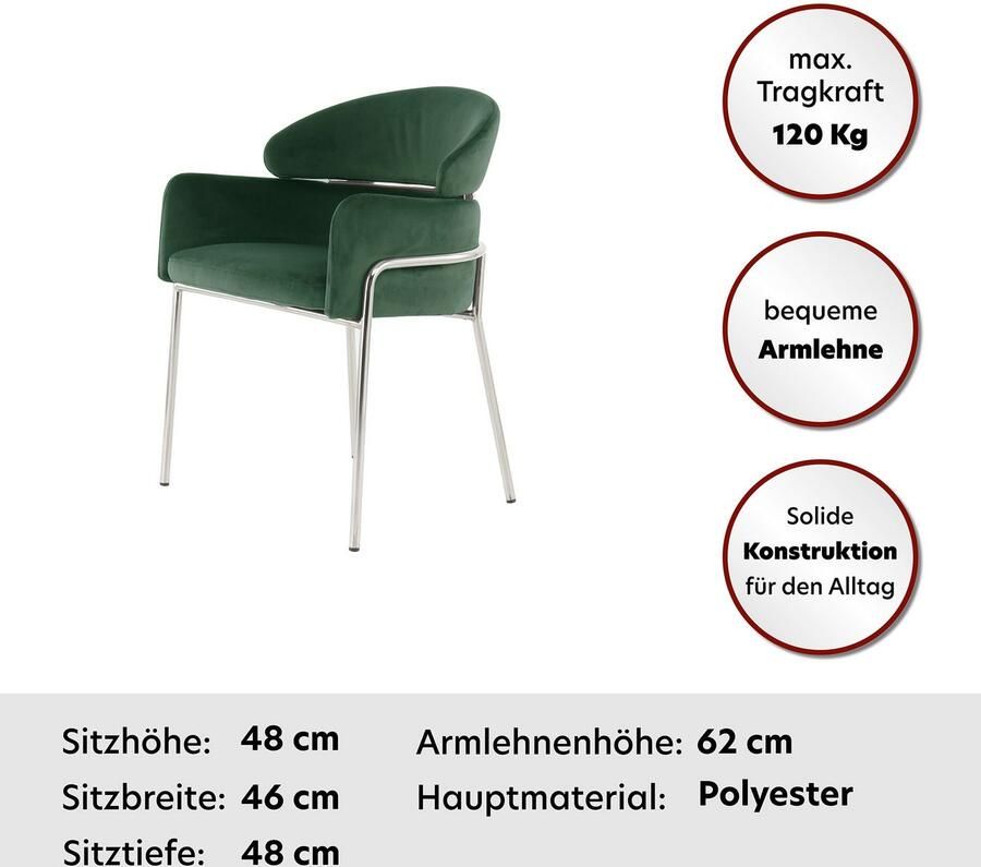 Kayoom Stoel Corey 125 comfortabele stoel trendy retro-look fluweelzachte bekleding onderhoudsvriendelijk zeer gezellig trendy retro-look (1 stuk)