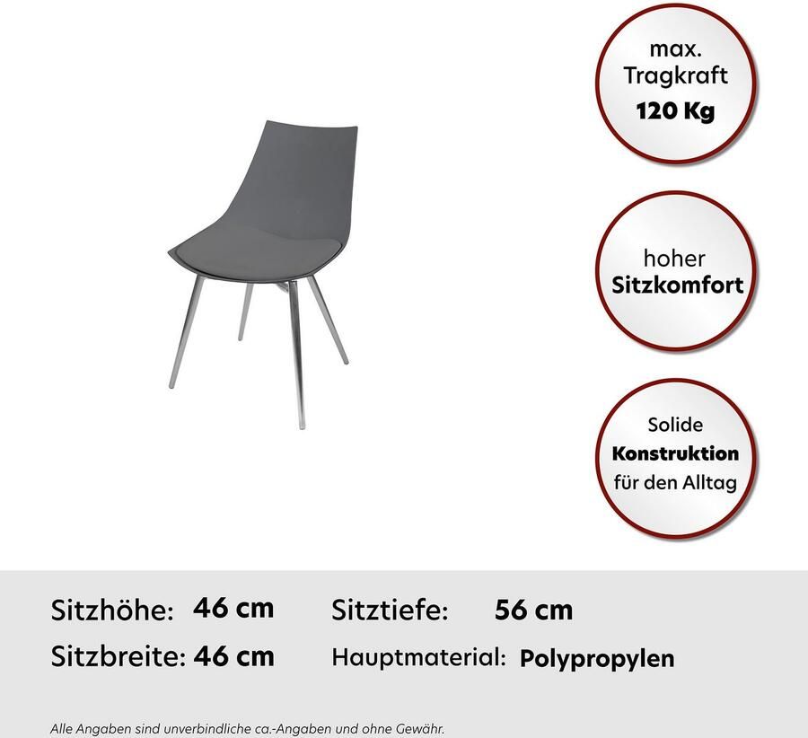 Kayoom Stoel Dakota 110 4-delige set kunstleer bekleding zitting van schuim ergonomisch comfortabel onderhoudsvriendelijk kunstlederen bekleding