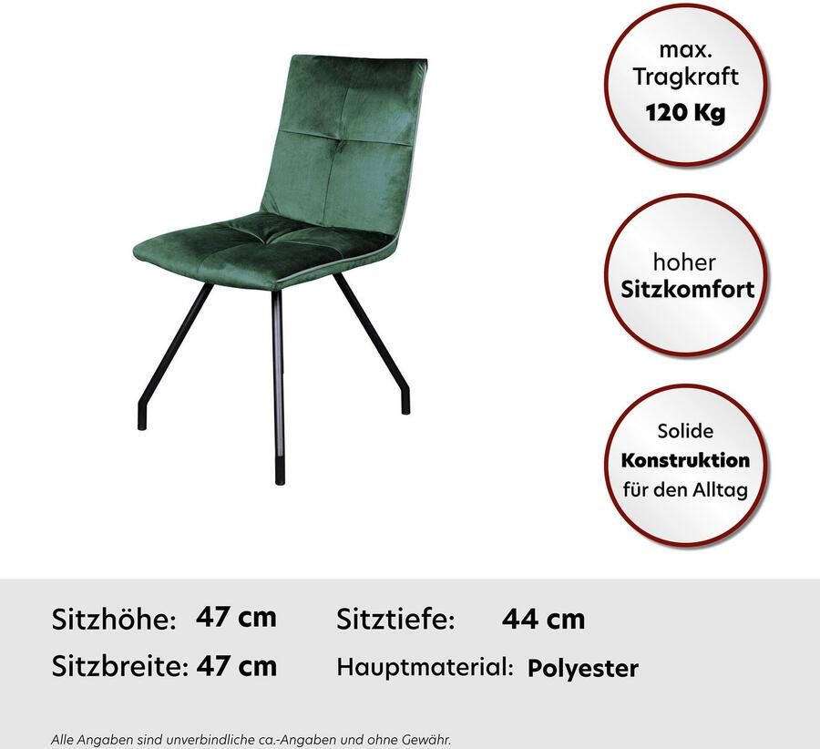 Kayoom Stoel Eaden 125 2-delige set fluweelachtige stofbekleding bies van kunstleer stijlvol onderhoudsvriendelijk eigentijdse kleurstelling fluweelachtige stofbekleding (set 2 stuks)