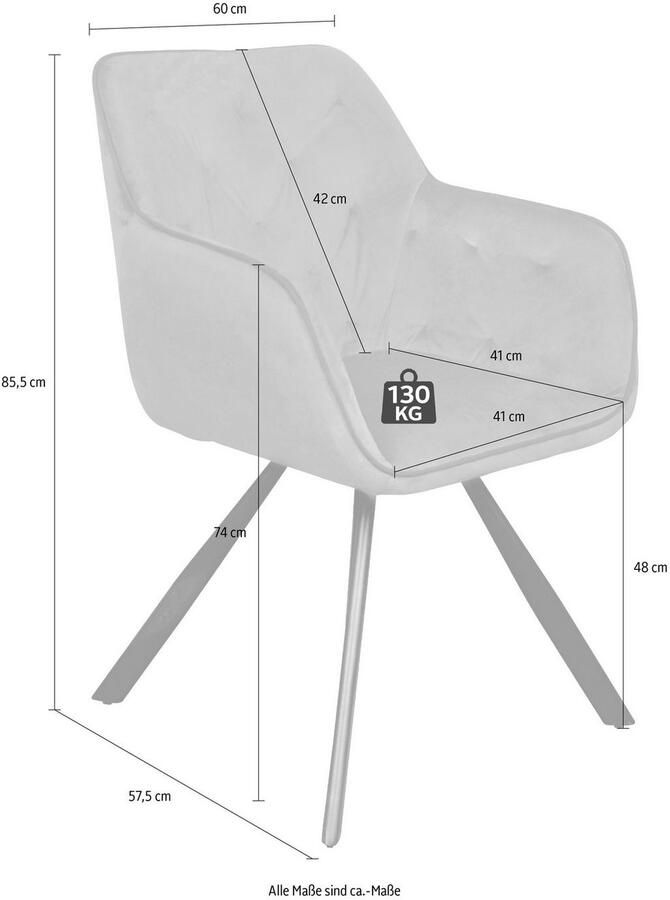 Kayoom Stoel Eann 125 stoel in retro-ontwerp elegant ontwerp stijlvol onderhoudsvriendelijk fluweelzachte stofbekleding edel ontwerp (1 stuk)