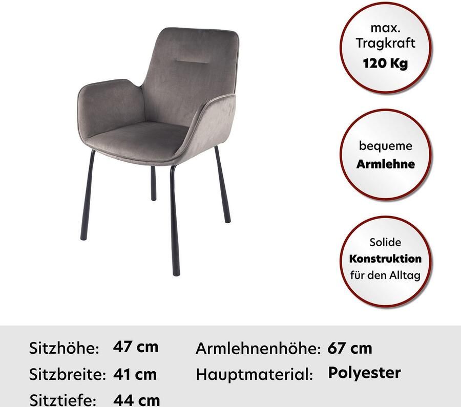 Kayoom Stoel Eliot 125 retro-stoel elegant ontwerp in eenvoudige uitvoering (1 stuk)