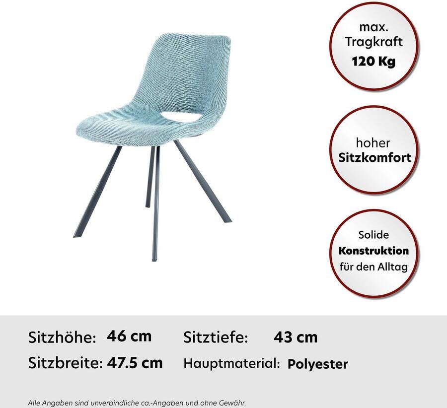 Kayoom Stoel Josephine 325 2-delige set tijdloos ontwerp met geometrische uitsparing onderhoudsvriendelijk eenvoudig zachte bekleding voor een aangenaam zitgevoel (set 2 stuks)