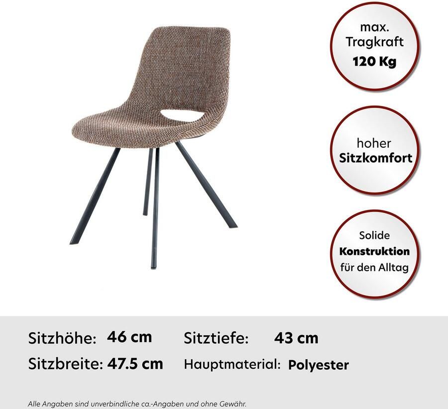 Kayoom Stoel Josephine 325 2-delige set tijdloos ontwerp met geometrische uitsparing onderhoudsvriendelijk eenvoudig zachte bekleding voor een aangenaam zitgevoel (set 2 stuks)